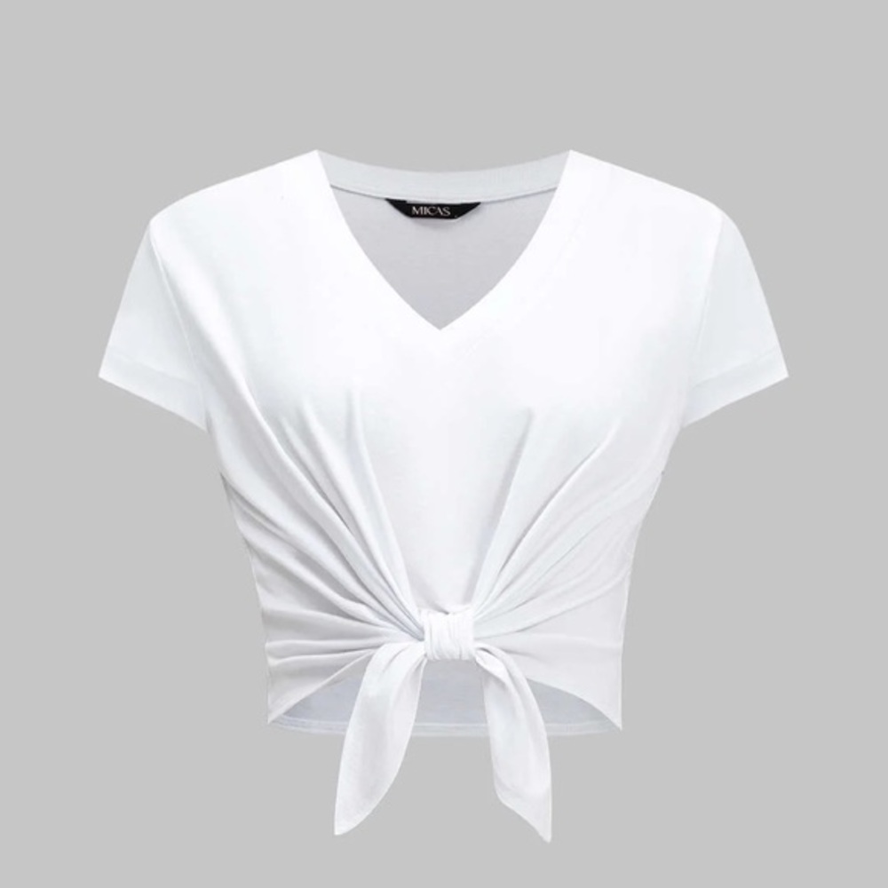 Micas Tie Front Short Sleeve T-Shirt XS Lp 13